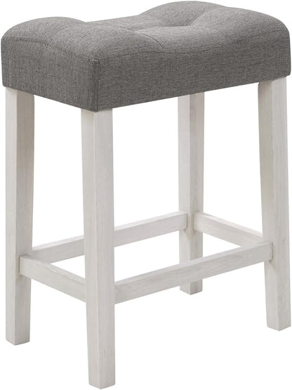 4-Piece Wooden Counter-Table Set with Power Outlet, Industrial Kitchen Dining Tables with 3 Upholstered Stools, 59 Inch Farmhouse Bar Table Chairs w/USB and Type-C Ports, White