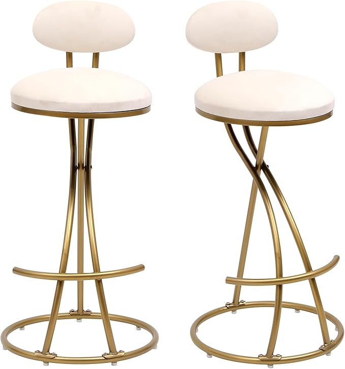 Bar Stools Upholstered Counter Height Barstools for Kitchen Island,Set of 2,Modern PU Leather Dining Chairs with Footrest