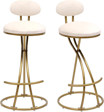 Bar Stools Upholstered Counter Height Barstools for Kitchen Island,Set of 2,Modern PU Leather Dining Chairs with Footrest