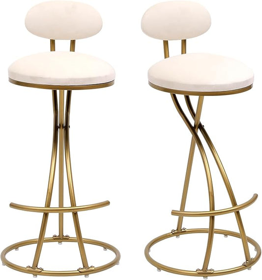 Bar Stools Upholstered Counter Height Barstools for Kitchen Island,Set of 2,Modern PU Leather Dining Chairs with Footrest