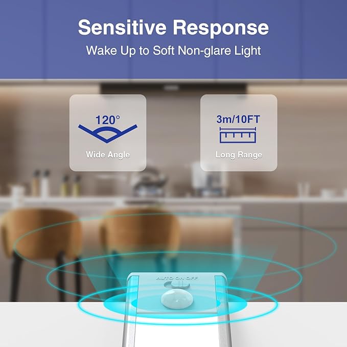 Onforu Under Cabinet Lighting, 54 LED Motion Sensor Light, Dimmable & 3 Color Temperature Closet Lights, 1500mAh USB Rechargeable Battery Operated, Magnetic Under Counter Lights for Kitchen 12inch