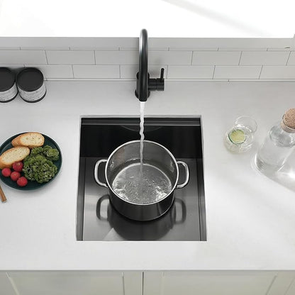15 Black Inch Undermount Bar Sink, Swift Horse 15x17 Inch 16Gauge Black Stainless Steel Undermount Single Bowl Kitchen Bar Sinks With Cutting Board
