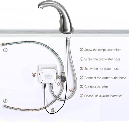 Charmingwater Touchless Bathroom Sink Faucet with Automatic Sensor, Motion Bathroom Faucet with Hole Cover Plate, Brushed Nickel