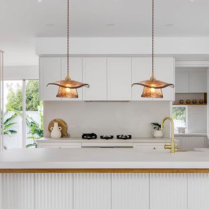YLONG-ZS Pendant Lights Kitchen Island,Glass Hanging Pendant Light Brass,Vintage Gold Farmhouse Kitchen Hanging Lights for Island Dining Room Bedroom Living Room Hotel