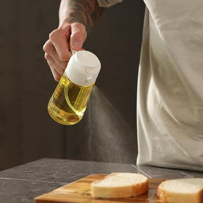 TrendPlain 16oz/470ml Glass Olive Oil Sprayer for Cooking – 2 in 1 Olive Oil Dispenser Bottle for Kitchen Gadgets and Air Fryer Accessories, Salad, BBQ - White