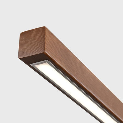 YISDESIGN 39" Wood Linear Pendant Light Modern LED Dimmable Ceiling Hanging Light Fixture Wood Linear Chandeliers 24w for Dining Room Kitchen Island Pool Table Bar Walnut Color (with Remote Control)