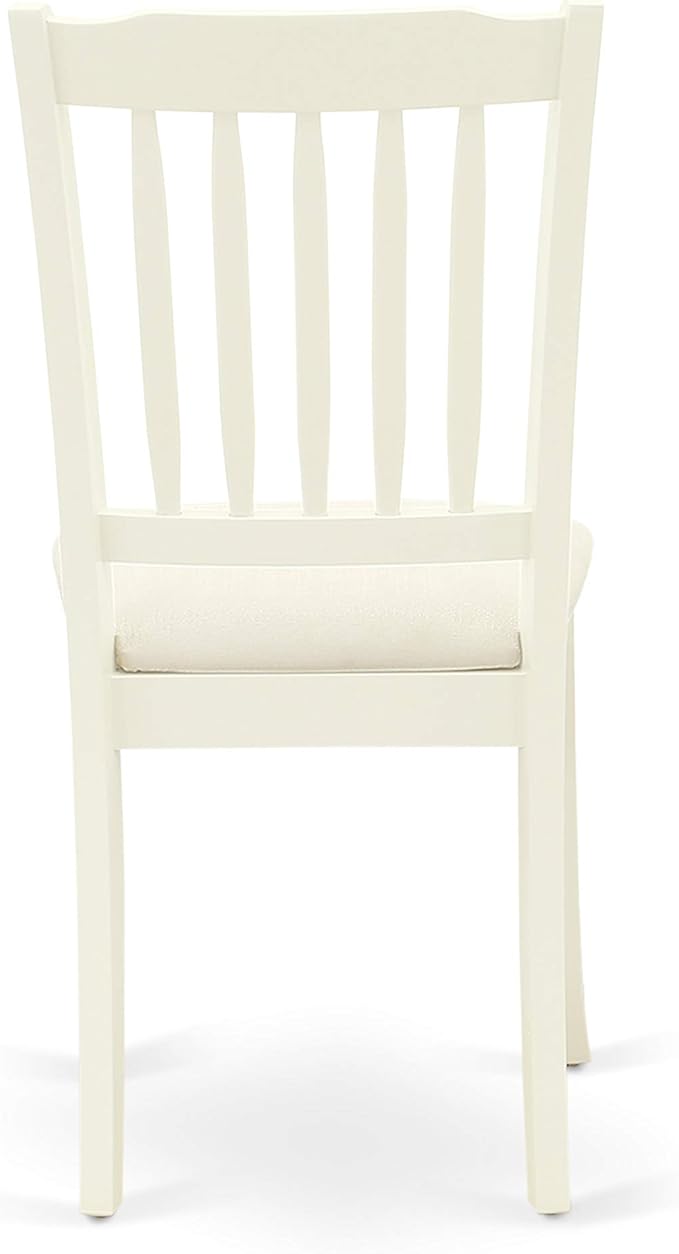 East West Furniture DAC-LWH-C Danbury Dining Room Chairs - Linen Fabric Upholstered Wooden Chairs, Set of 2, Linen White