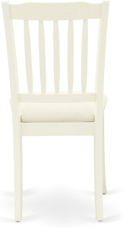 East West Furniture DAC-LWH-C Danbury Dining Room Chairs - Linen Fabric Upholstered Wooden Chairs, Set of 2, Linen White