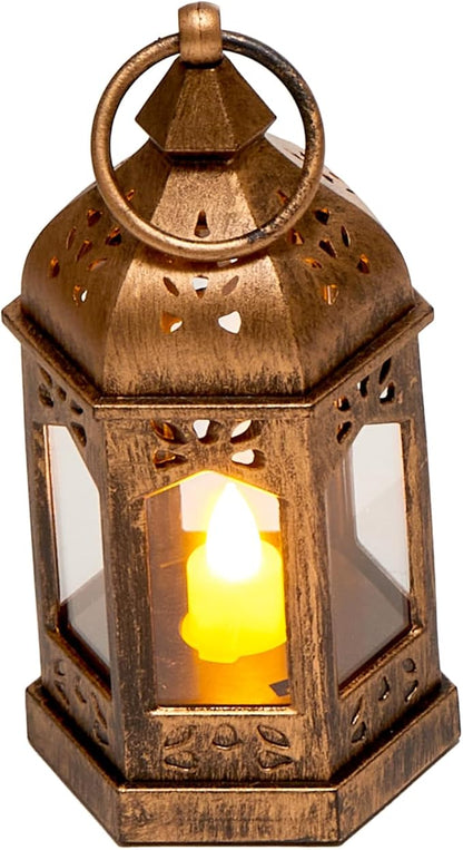 VEVOR 12 Pcs Decorative Candle Lantern, LED Electric Flameless Candle, Plastic LED Holder with Glass, Wall Hanging Indoor Porch Lanterns for Wedding Table Party Farmhouse Indoor Decor, Bronze