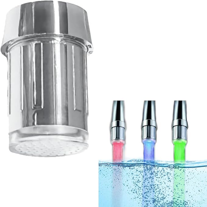 3-Color LED Water Faucet Temperature Sensor - Fancy Gradient Thermal Detector Color Changing Faucet by Varied Water Temperature, Utility Sink Tap Replacement Part for Kitchen, Bathroom