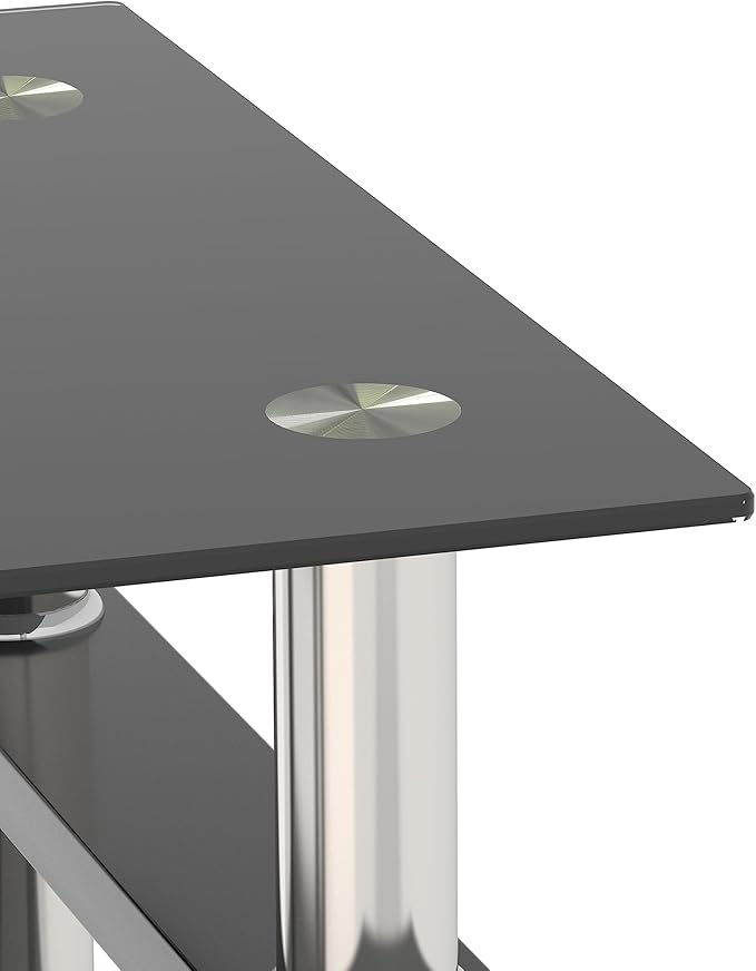 Set of 2 Glass End Table, Glass Side Table with Tempered Glass Top & Metal Legs, Living Room Table Modern Tea Table Side Tables 2-Layer for Living Room