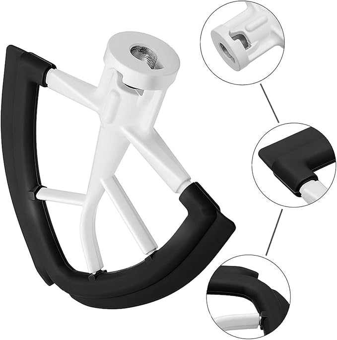 Flex Edge Beater for KitchenAid,Mixer Attachement Compatible With KitchenAid,Mixer Accessory,Fits Tilt-Head Stand Bowls For 4.5-5 Quart Bowls,Beater With Silicone Edges,Black