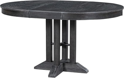 Ball & Cast Farmhouse Extendable Dining Table for 4-6, 42"-56" Extendable Kitchen-Table with a 14" Leaf, Round Ellipse Retro Wood Dining Room-Table w/Removable Leaves,Space Saving, Espresso