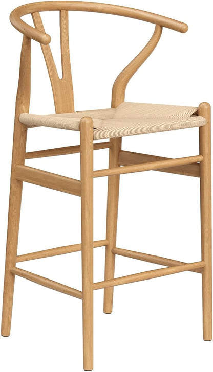 Modern Dining Chairs with Natural Weave Seat - Sturdy Construction Bar Stools for Kitchen Island, Versatile Use in Dining Room and Bedroom, Stylish Simple Design Comfortable Fully Assembled,Natural-Ra