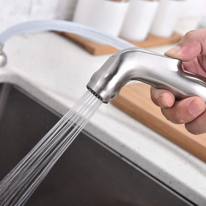 SHACO Kitchen Faucet with Side Sprayer, 2 Handle Faucet for Kitchen Sinks 3 Hole or 4 Hole, High Arc Kitchen Faucet with Water Supply Line, SC-SLYT003L-S new12