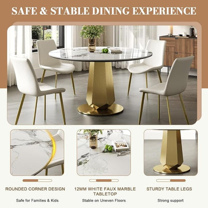 Modern Tempered Glass Dining Table for 6-8, Rectangular Kitchen Table with Heavy-Duty Stainless Steel Base, Elegant Easy-Clean Furniture for Dining Room & Family Gatherings (Stone)