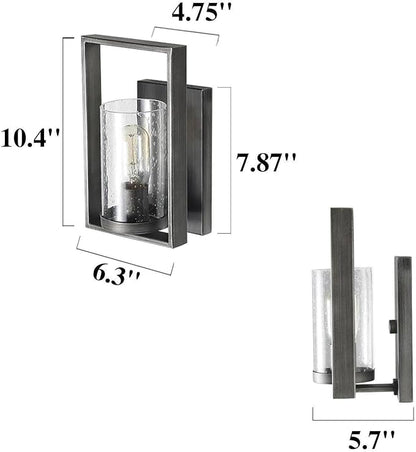 Wall Sconces Lighting, 1-Light Bathroom Vanity Wall Light Fixtures with Seeded Glass, Rustic Wall Sconce Lights for Bedroom, Living Room, Brushed Aged Silver Finish