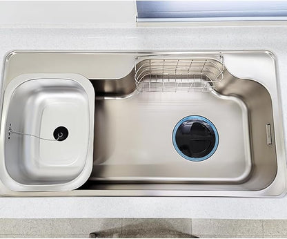 Stainless Steel Dishpan 9.9L/ Large Washing-up Bowl 9.9L, Multipurpose Kitchen Sink Bowl, Dish Tub, Vegetable Washing Basin (15.35L x 11.8W x 4.72H inches) / Rubber Cap Type