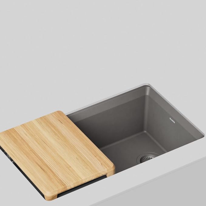 Inteos SILGRANIT 33" Single Bowl Reversible Undermount Workstation Kitchen Sink - Volcano Gray