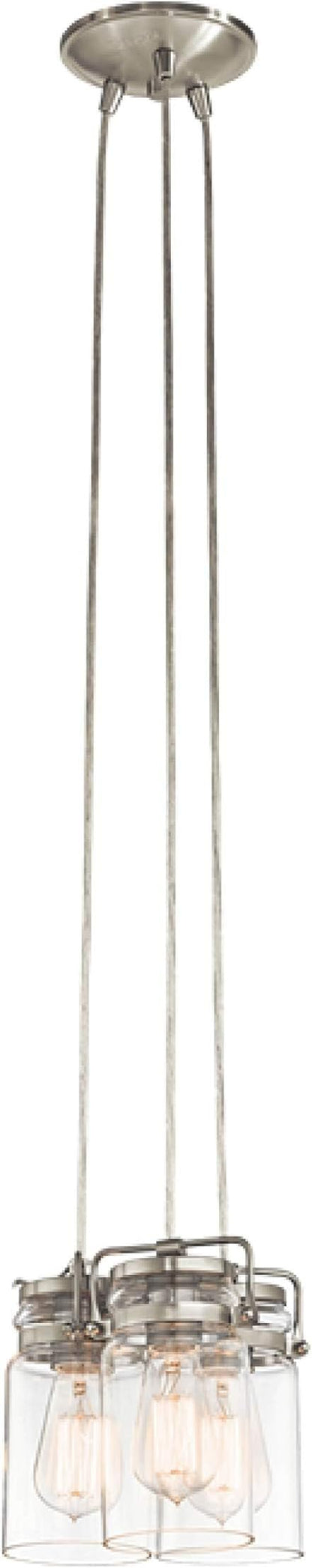 Kichler Brinley 7.75" 3 Light Pendant with Clear Glass Brushed Nickel