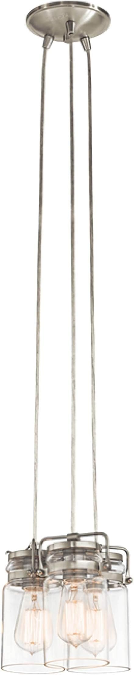 Kichler Brinley 7.75" 3 Light Pendant with Clear Glass Brushed Nickel