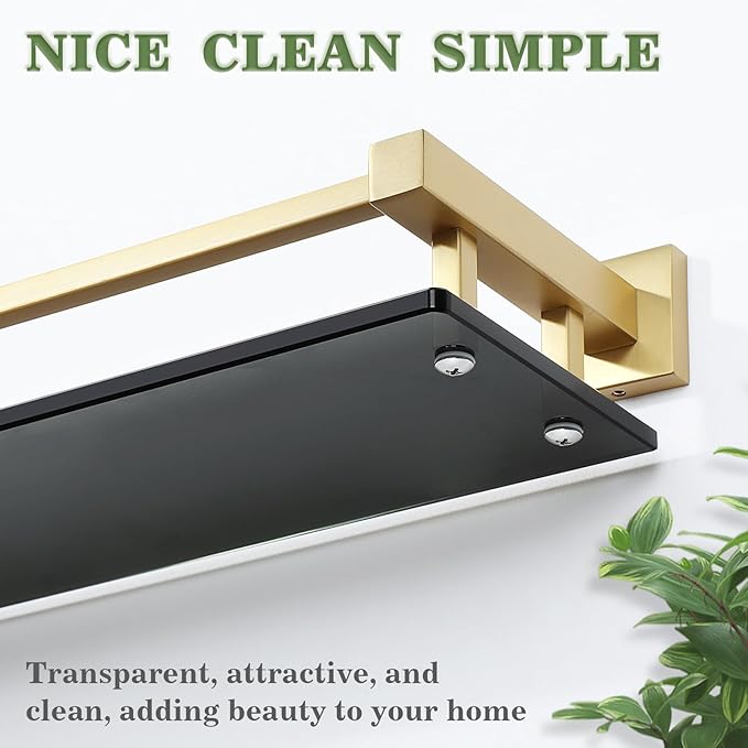 Alise Bathroom Shelves,Glass Shelf for Bathroom, Modern Floating Shelves,20 inch