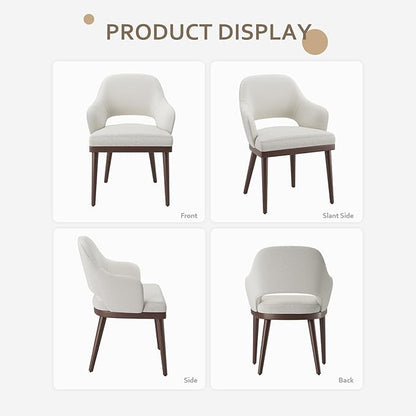 MALOL Wooden Dining Chairs Set of 6, Modern Fabric Upholstered Dining Room Chair, Kitchen Side Chairs, Farmhouse Dinner Chair with Open Back for Kitchen, Beige