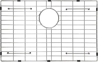 Sanycasa Stainless Steel Kitchen Sink Grid – 24-5/8” x 15-1/2” Sink Protector for Single Bowl Sinks – Rear Drain with Corner Radius 3/8", Durable Sink Grate & Drying Rack for Glassware