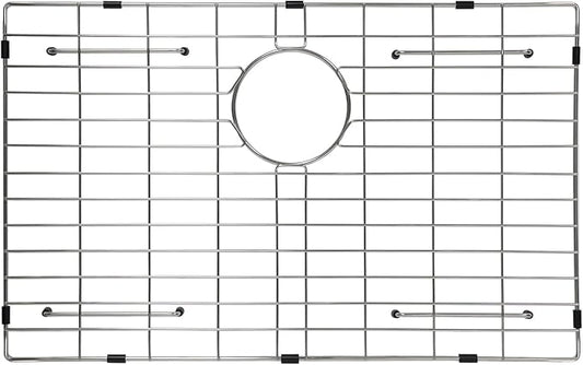 Sanycasa Stainless Steel Kitchen Sink Grid – 24-5/8” x 15-1/2” Sink Protector for Single Bowl Sinks – Rear Drain with Corner Radius 3/8", Durable Sink Grate & Drying Rack for Glassware