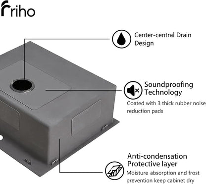 Friho 25x22 Inch Black Drop In Kitchen Sink, Stainless Steel Square RV Laundry Utility Sink, 25 Inch Topmount Deep Small Single Bowl Kitchen Sink