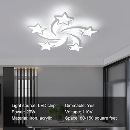 JAYMP Flower Shaped Ceiling Light Dimmable Modern Ceiling Lamp Remote Control LED Lighting Fixture for Bedroom Living Room Dining Room (White/5 Stars)