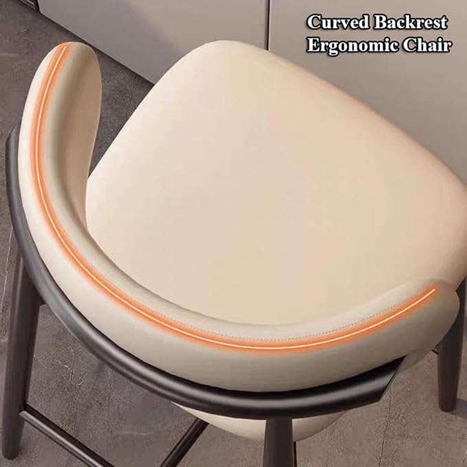 PU Leather Stools Counter Height High Back Wood Legs Kitchen Island Rustic Dining Chairs 200kg Max Load,White-68cm