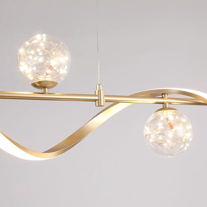 Island Lights for Kitchen, Modern Dining Room Light Fixture Linear Kitchen Island Lighting (6-Light Gold)