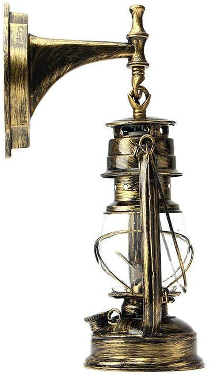 Futchoy FIKNEE Rustic Wall Sconce Lighting - Antique Vintage Lantern Light Fixture for Porch, Garden, Yard - Retro Outdoor Lamp (Green)