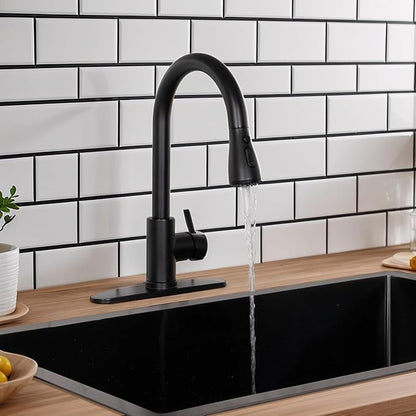 VCCUCINE Black Kitchen Faucet,Kitchen Faucets with Pull Down Sprayer for Kitchen Sink, Small High Arc RV Stainless Steel Single Handle Kitchen Sink Faucet for Farmhouse Camper Laundry Rv Bar