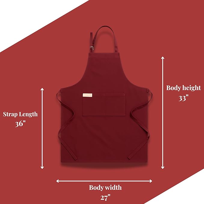 100% Cotton Kitchen Apron with 2 Pockets – Adjustable Chef Apron for Cooking Baking BBQ – Unisex Apron