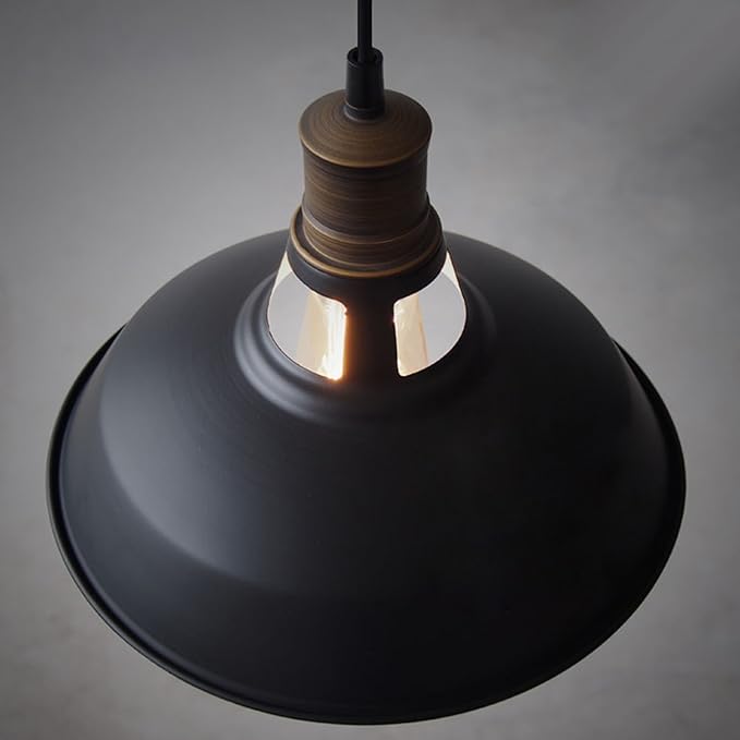 CLAXY Farmhouse Barn Pendant Light Black 1-Light Hardwired Hanging Light Fixture for Kitchen Dining Loft Restaurant Bar