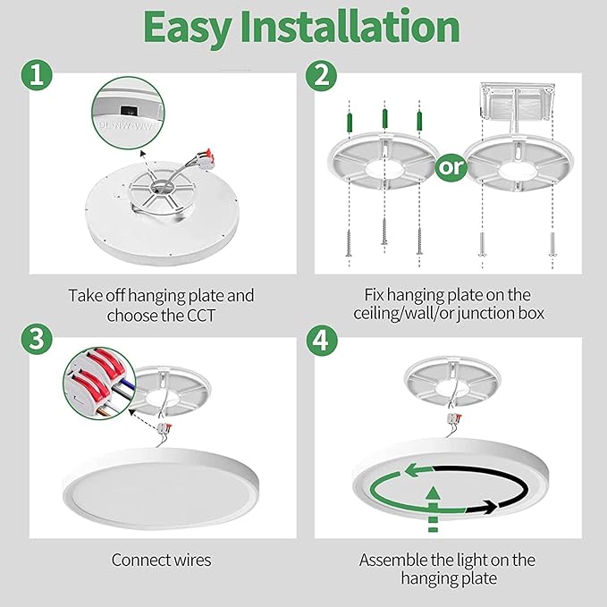 8PK 9 Inch LED Flush Mount Ceiling Light, 18W, 1860LM, 3000K/4000K/6000K CCT Selectable, Round Flat Panel Low Profile Ceiling Light Fixtures for Hallway, Kitchen, Bedroom, Laundry Room
