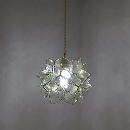 Bieye L10916 Petals Tiffany Style Stained Glass Ceiling Pendant Light for Home Decoration (Clear, 12" Rose Lily)