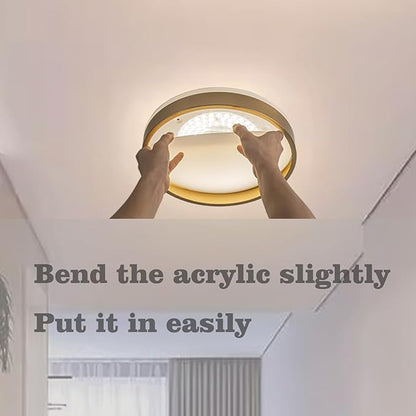 Ken & Ricky Flush Mount Ceiling Light, Dimmable Led Close to Ceiling Light Fixtures for Kitchen Bathroom Bedroom Hallway 5cct (Brushed Gold, 16 Inch)