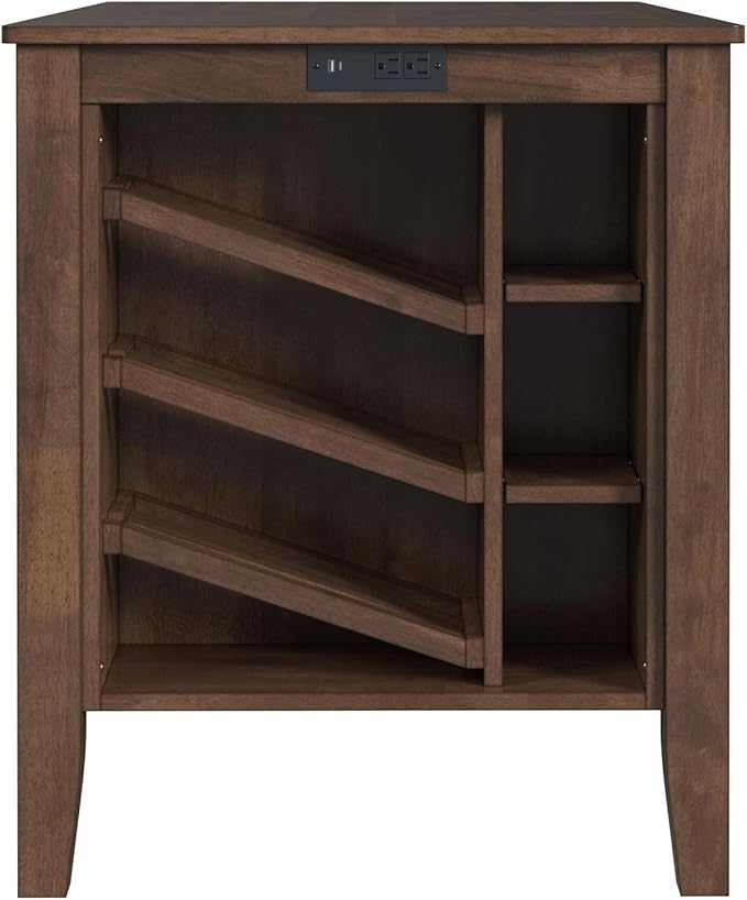 Picket House Furnishings Veronica Kitchen Island 2 Counter Stools - Grey/Walnut
