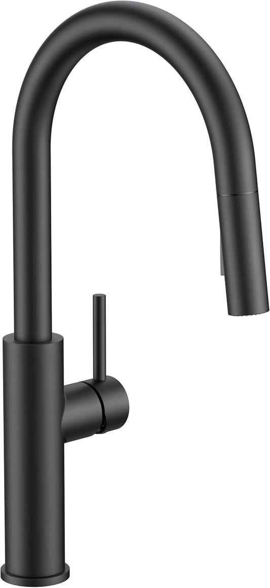 FORIOUS Kitchen Faucet with Pull Down Sprayer, Classic Matte Black, Single Handle High Arc Stainless Steel Kitchen Sink Faucet, 1 or 3 Hole Deck Mount for RV, Bar, Farmhouse, Laundry, Outdoor