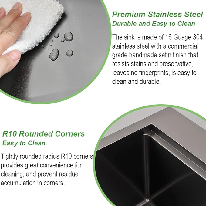 33 Inch Black Kitchen Sink Drop In, 33x22 Drop In Kitchen Sink Single Bowl Black 16 Gauge Stainless Steel Workstation Sink Deep Topmount with Offset Drain
