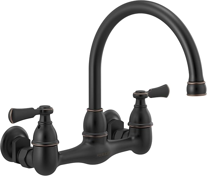 Peerless P2765LF-OB Elmhurst Two-Handle Kitchen Faucet Wall-Mount, Oil-Rubbed Bronze