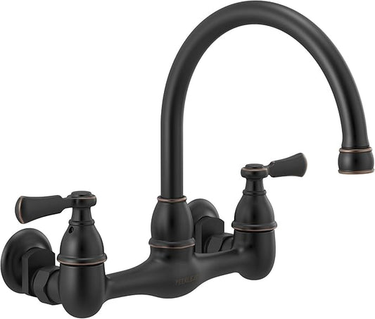 Peerless P2765LF-OB Elmhurst Two-Handle Kitchen Faucet Wall-Mount, Oil-Rubbed Bronze