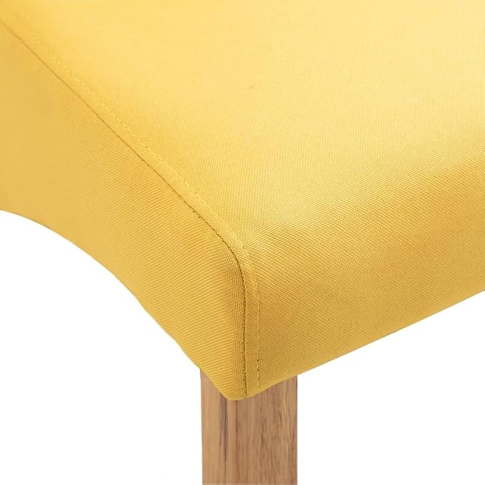 Modern Farmhouse Dining Chairs Set of 4 Yellow Fabric Upholstered Wooden Frame Comfortable Accent Chairs for Kitchen Living Room Furniture