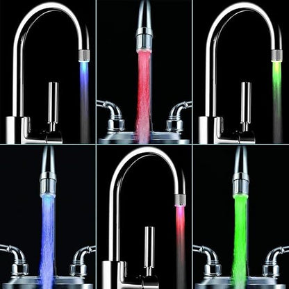 SNOMYRS 7-Color Change Automatically LED Water Faucet Light - Color Changing Tap for Kitchen and Bathroom (7 Color-3PC)