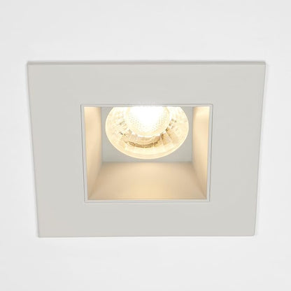 Maxxima 4 in. Ultra-Thin Recessed Anti-Glare LED Downlight, Canless IC Rated, 5 Color Temperature Selectable 2700K/3000K/3500K/4000K/5000K, Dimmable Square Stone Gray Trim, 90 CRI