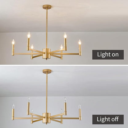 ASGYISA 6-Light Gold Candle Chandeliers Modern Farmhouse Ceiling Light Fixture Industrial Lighting for Dining Room Living Room Bedroom Kitchen Island Foyer