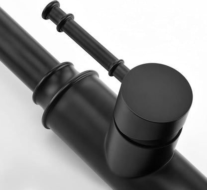 SUMERAIN Stainless Steel Matte Black Kitchen Sink Faucets with Pull Down Sprayer and 10" Deck Plate Single Lever